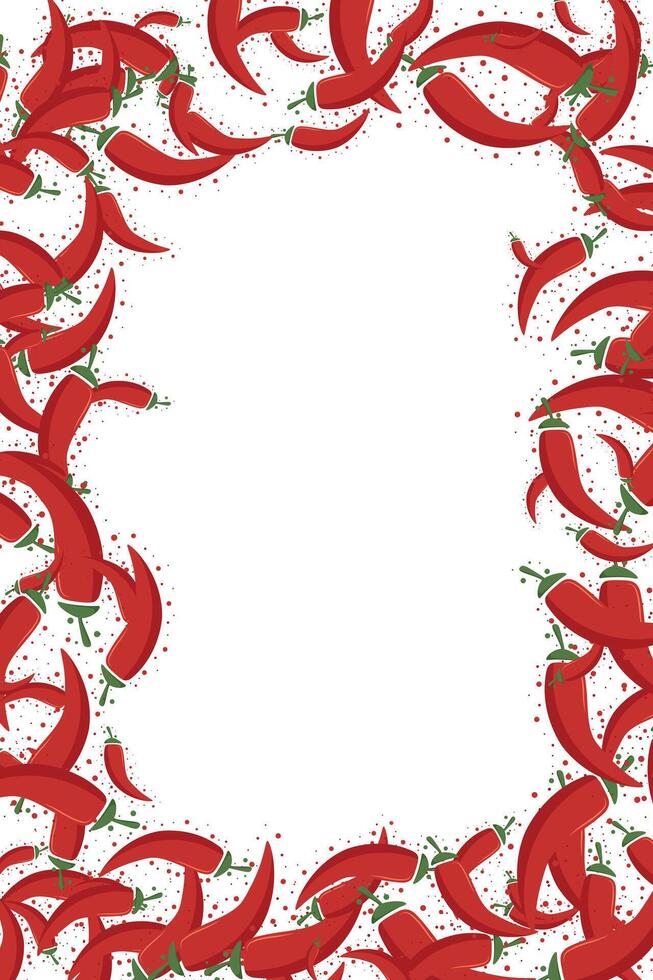 Hot chili red pepper border frame banner. Vegetable spicy pepper poster vector