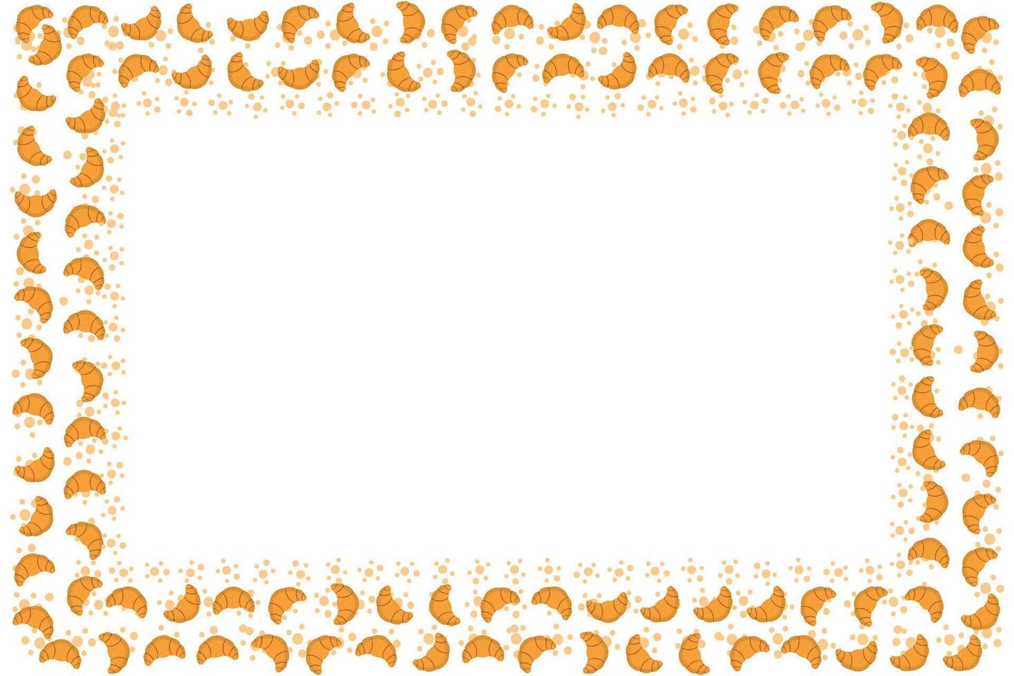 French bread croissant border banner. Bakery shop frame. French bun Croissant food border poster vector