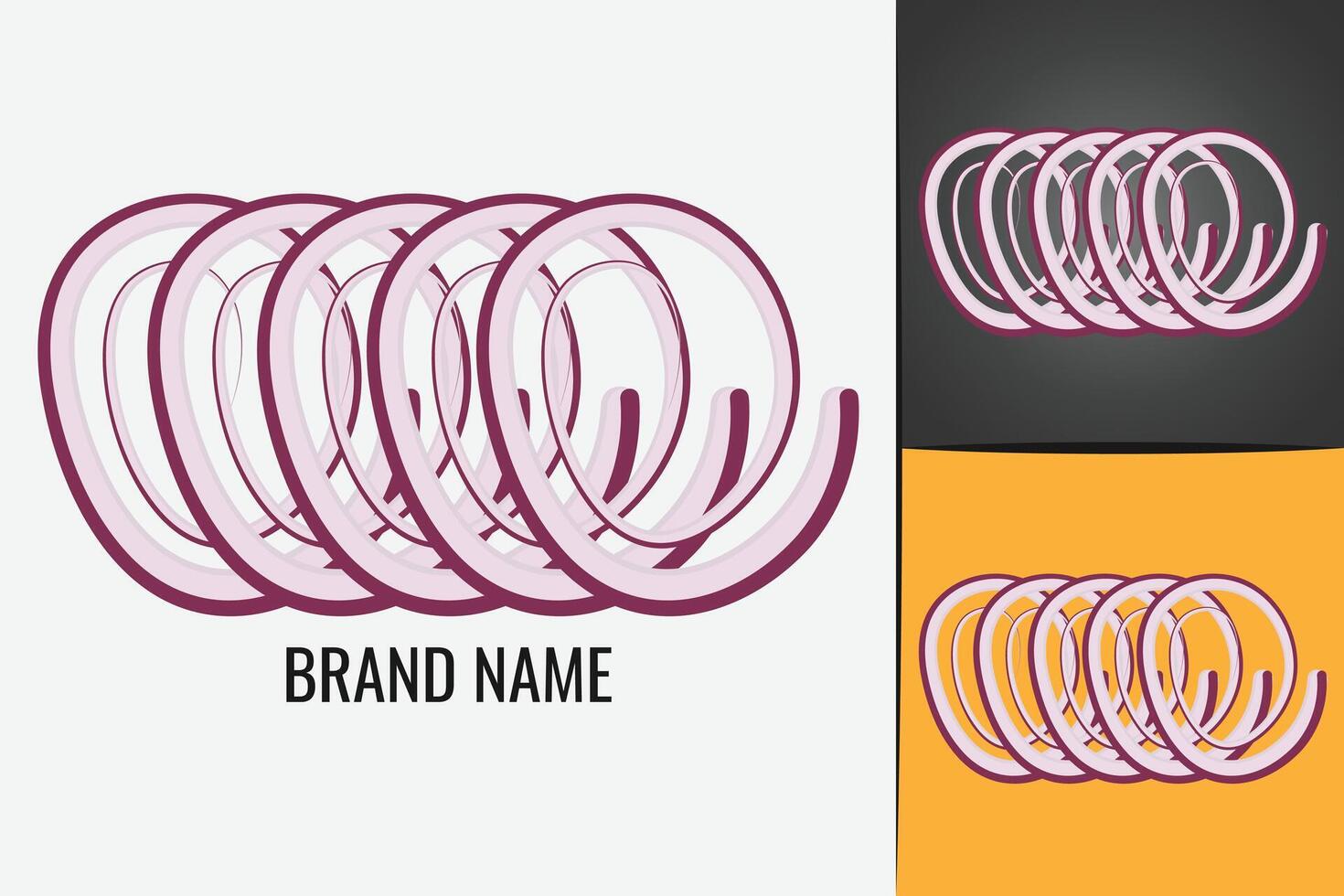 Red Onion logo. Fresh vegetable onion logotype. Sliced onions logo vector