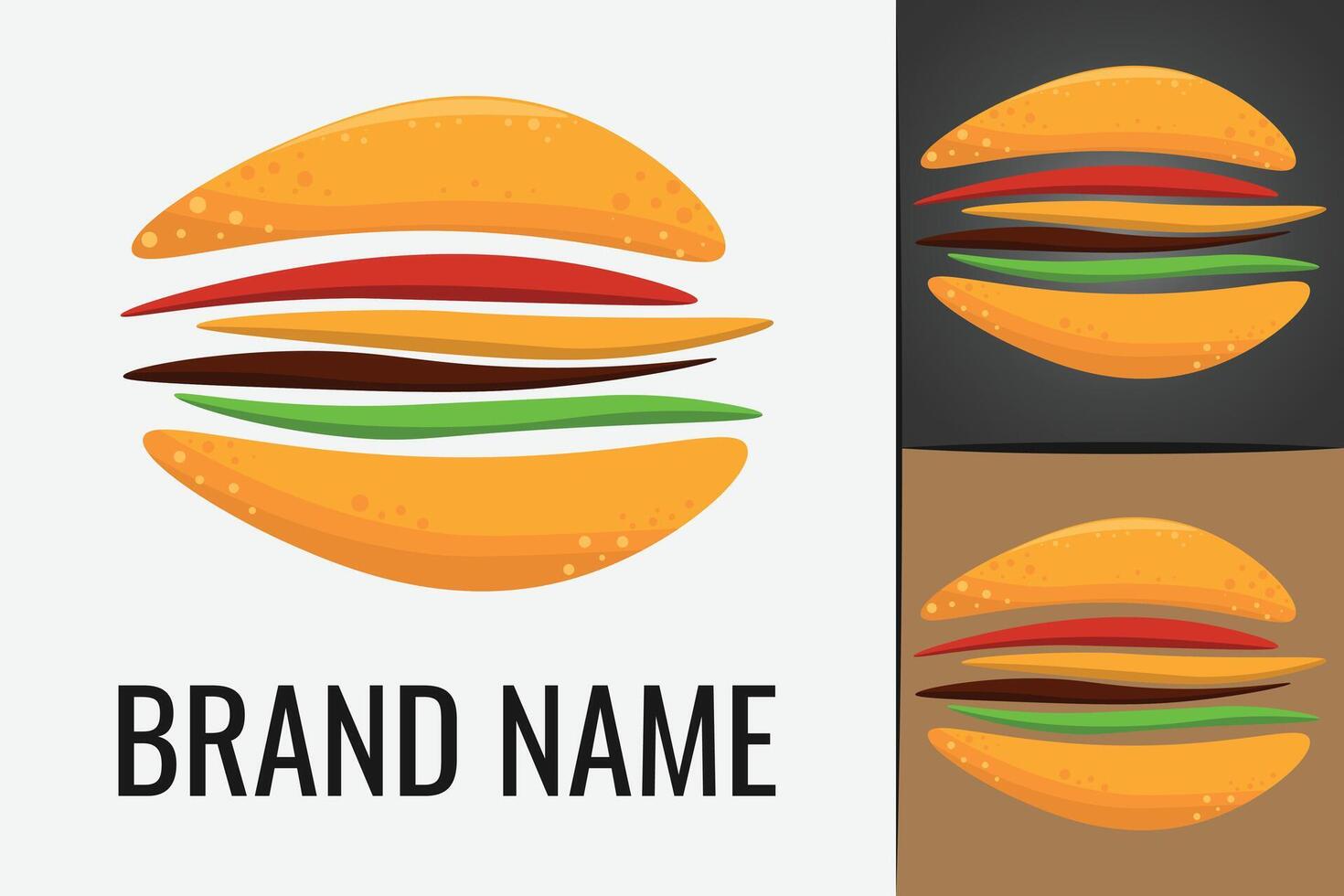 Hamburger logo. Fast food cheeseburger logo. Vegetarian Cheese Burgers logotype. Cheese Burger logo vector