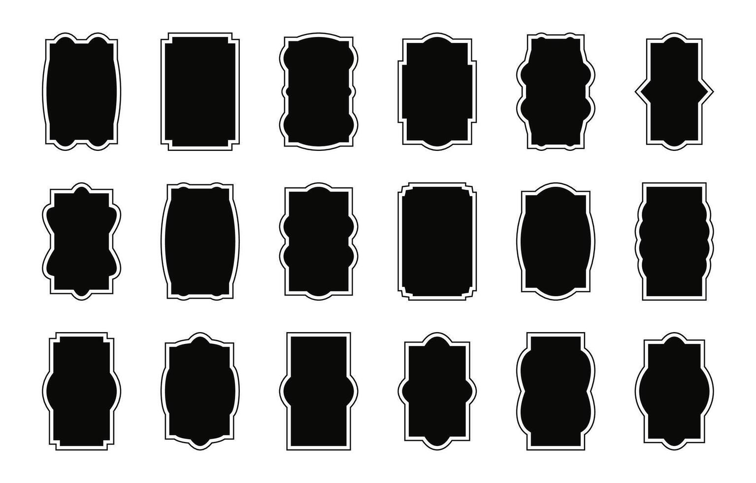 Set of vintage label and badges shape collections. Vintage vertical black frame. Simple borders template. Empty background for text vector