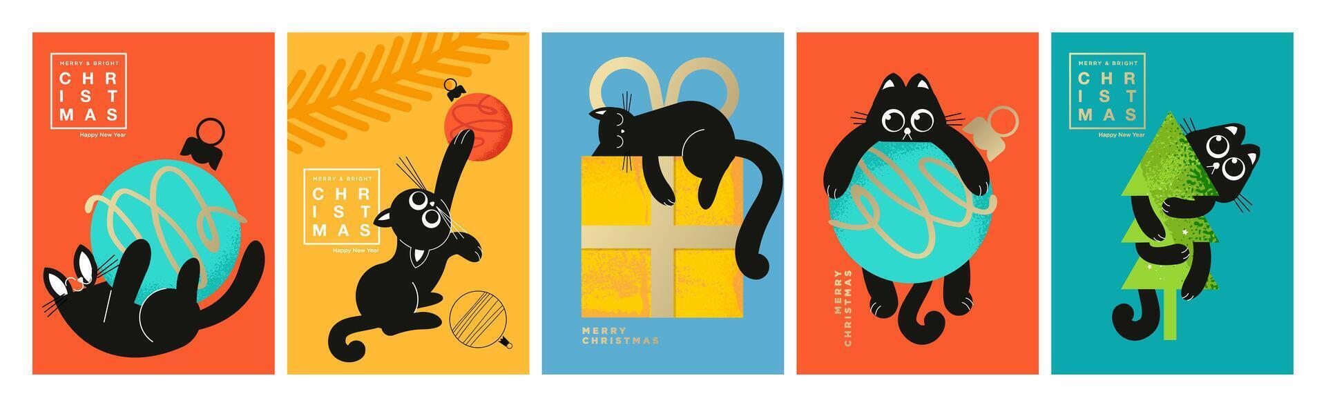 Cute Christmas and New Year Greeting Cards. illustration concepts for background, greeting card, party invitation card, website banner, social media banner, marketing material. vector