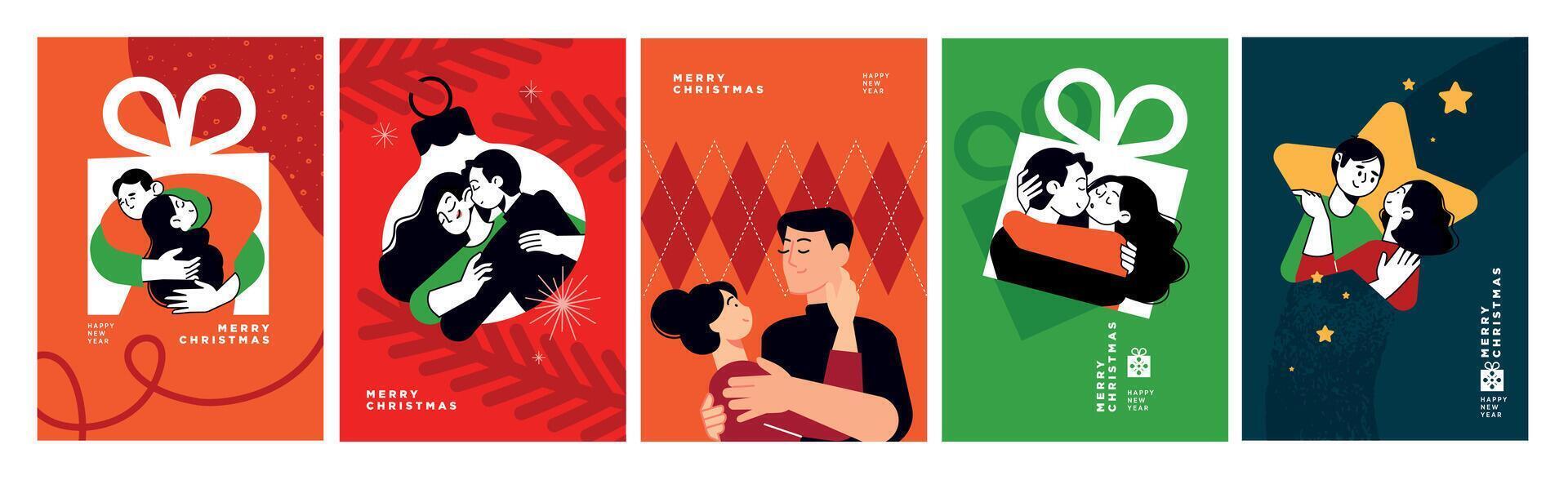 Romantic Christmas and New Year Greeting Cards. illustration concepts for background, greeting card, party invitation card, website banner, social media banner, marketing material. vector