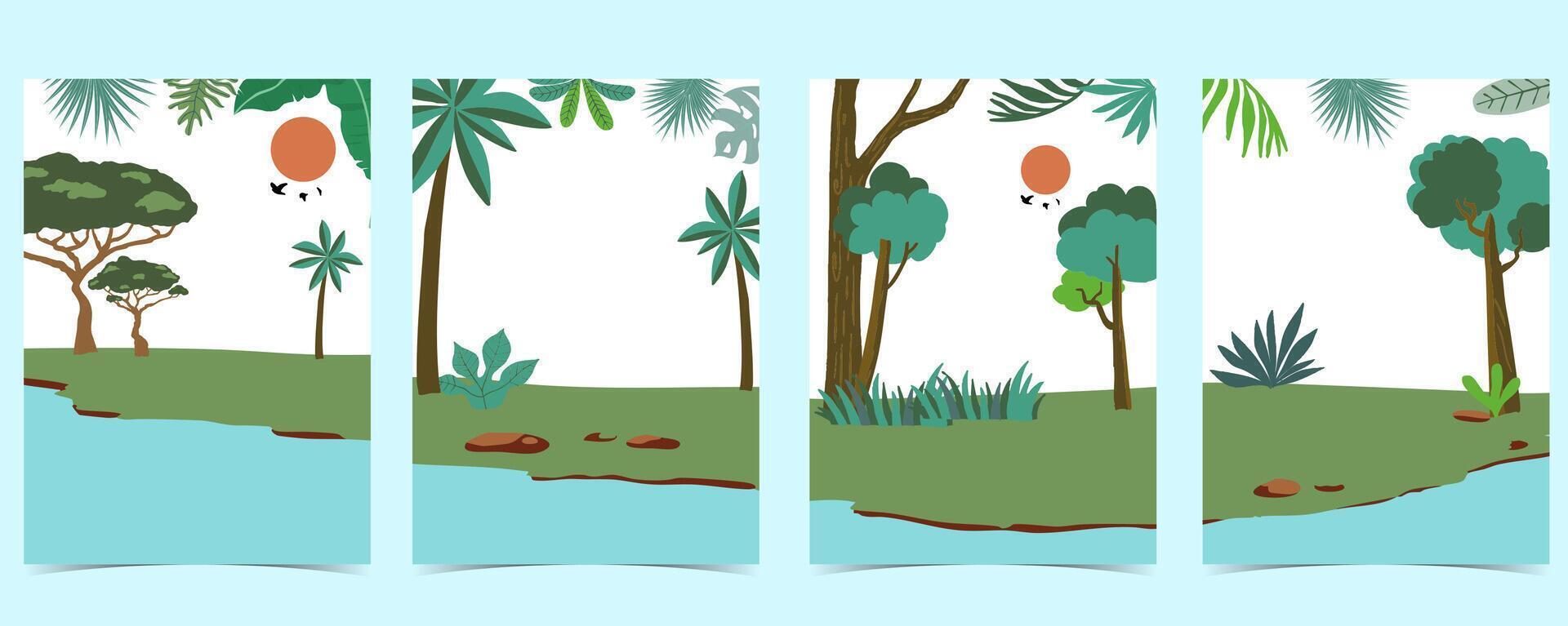 cute safari landscape template banner with tree for a4 vertical design vector