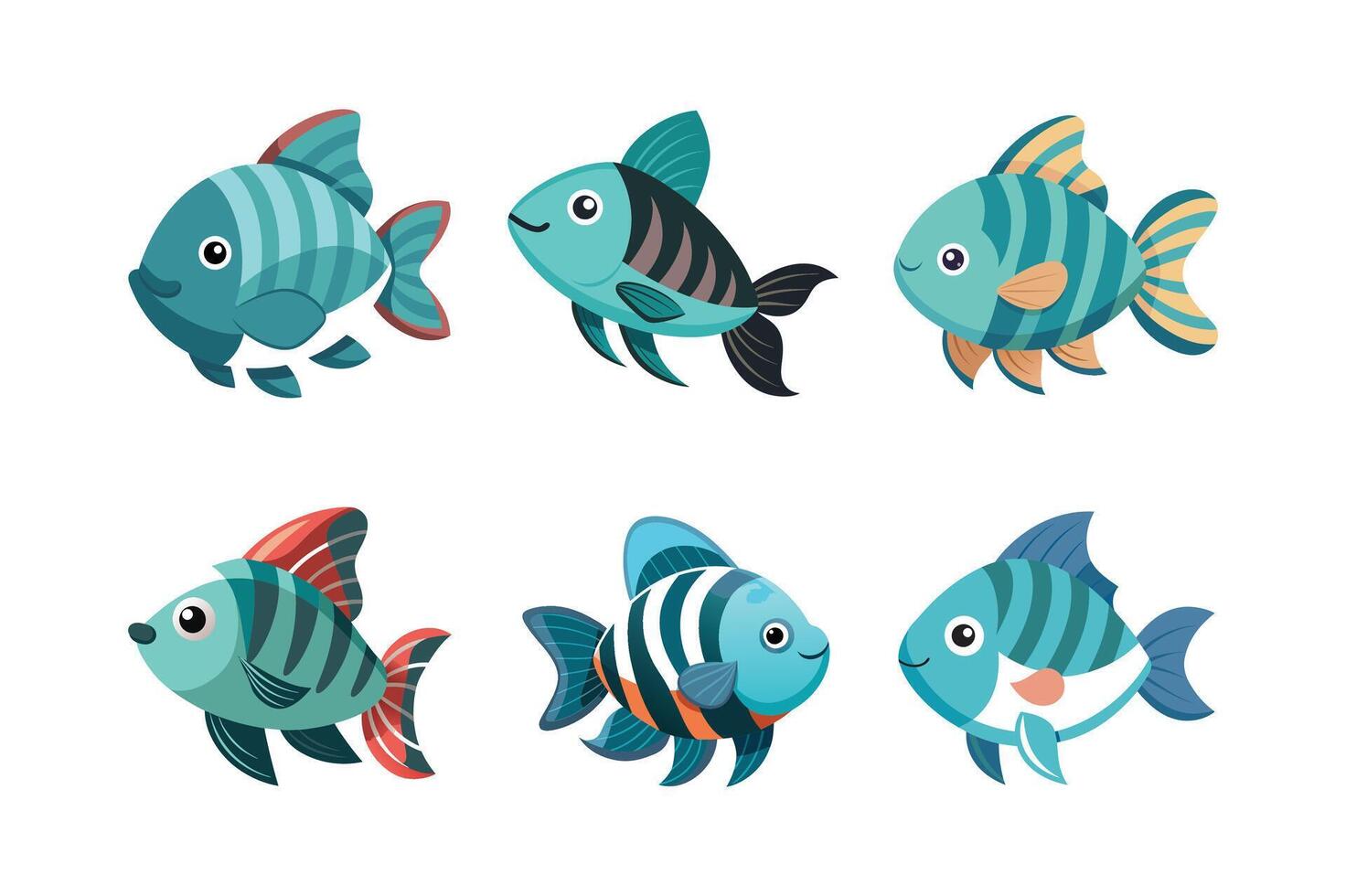 Gourami fish kawaii bold lines vector
