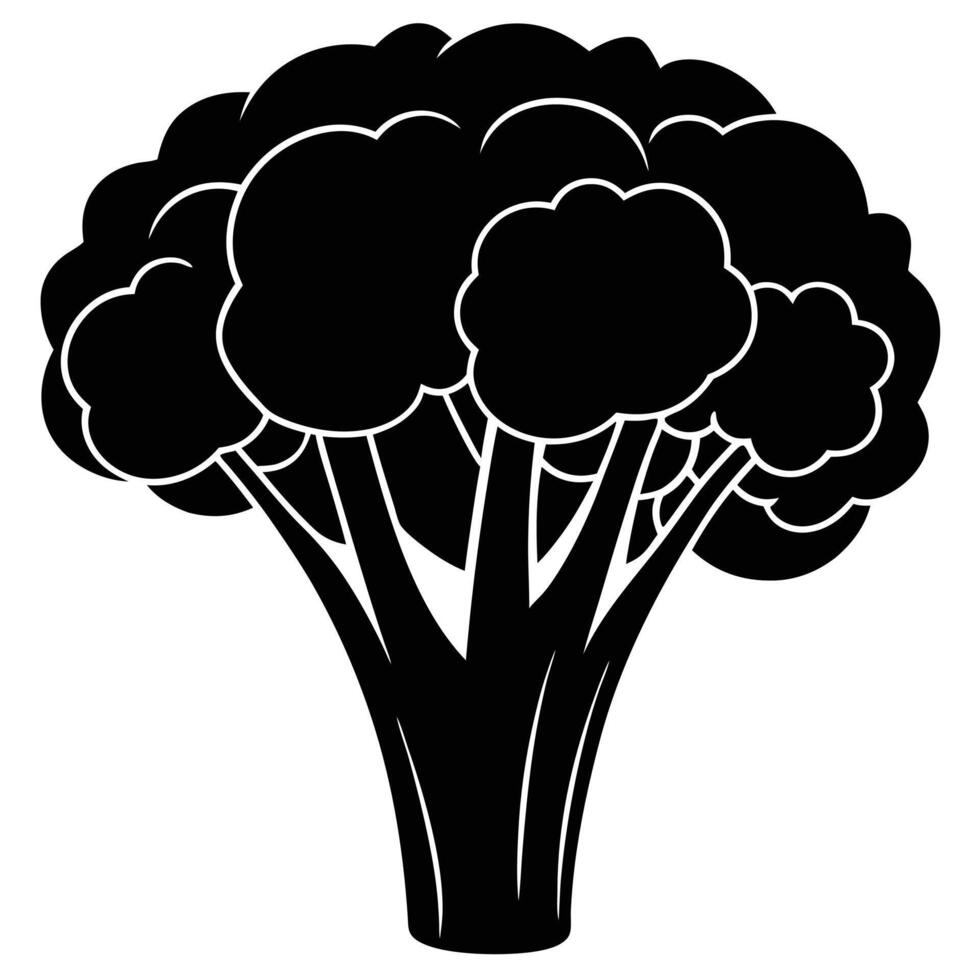 a black and white illustration of a broccoli tree white background vector