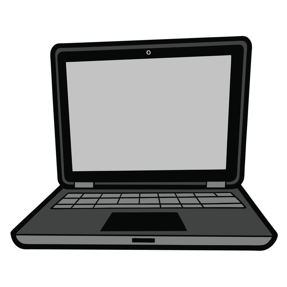 a laptop computer with a blank screen on a white background vector