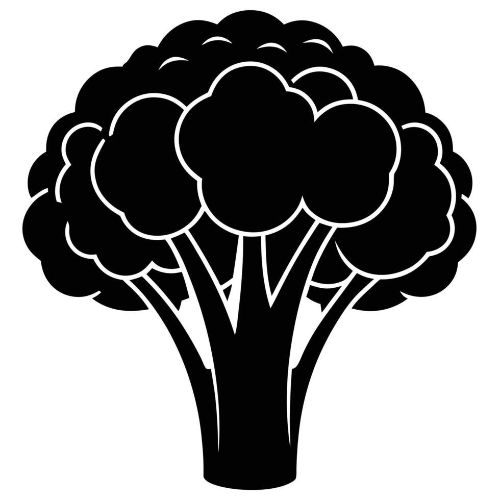 a black and white broccoli icon on a white background vector