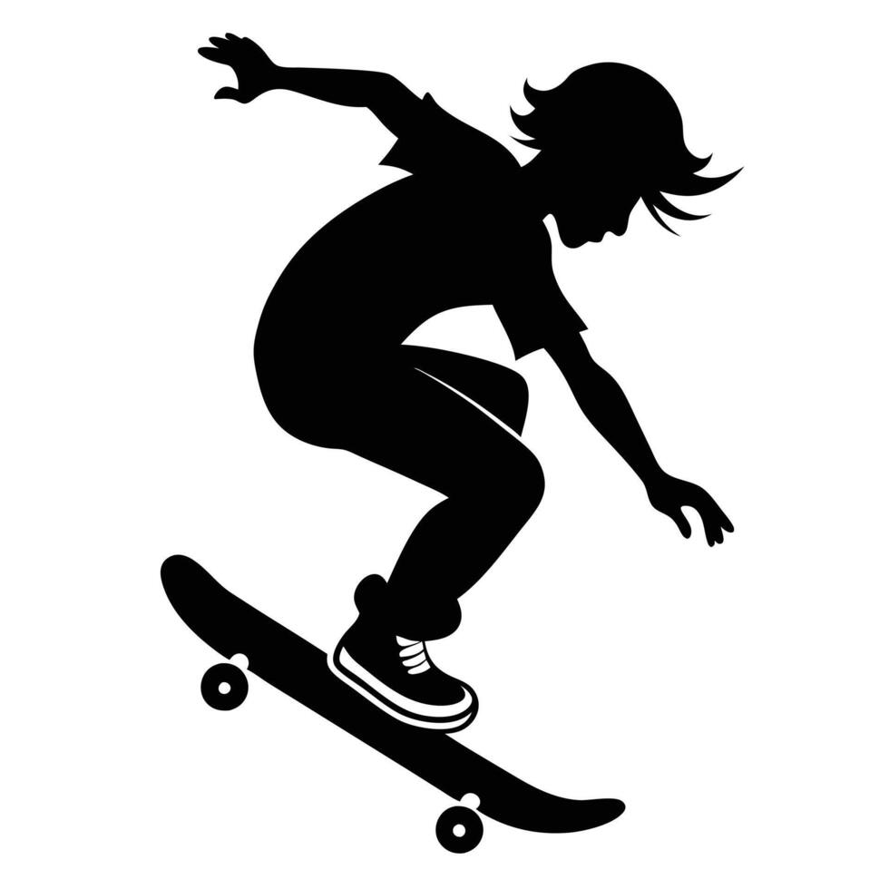 a silhouette of a boy on a skateboard vector