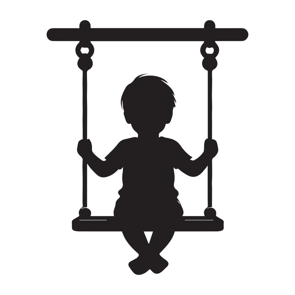 silhouette of a child on a swing vector