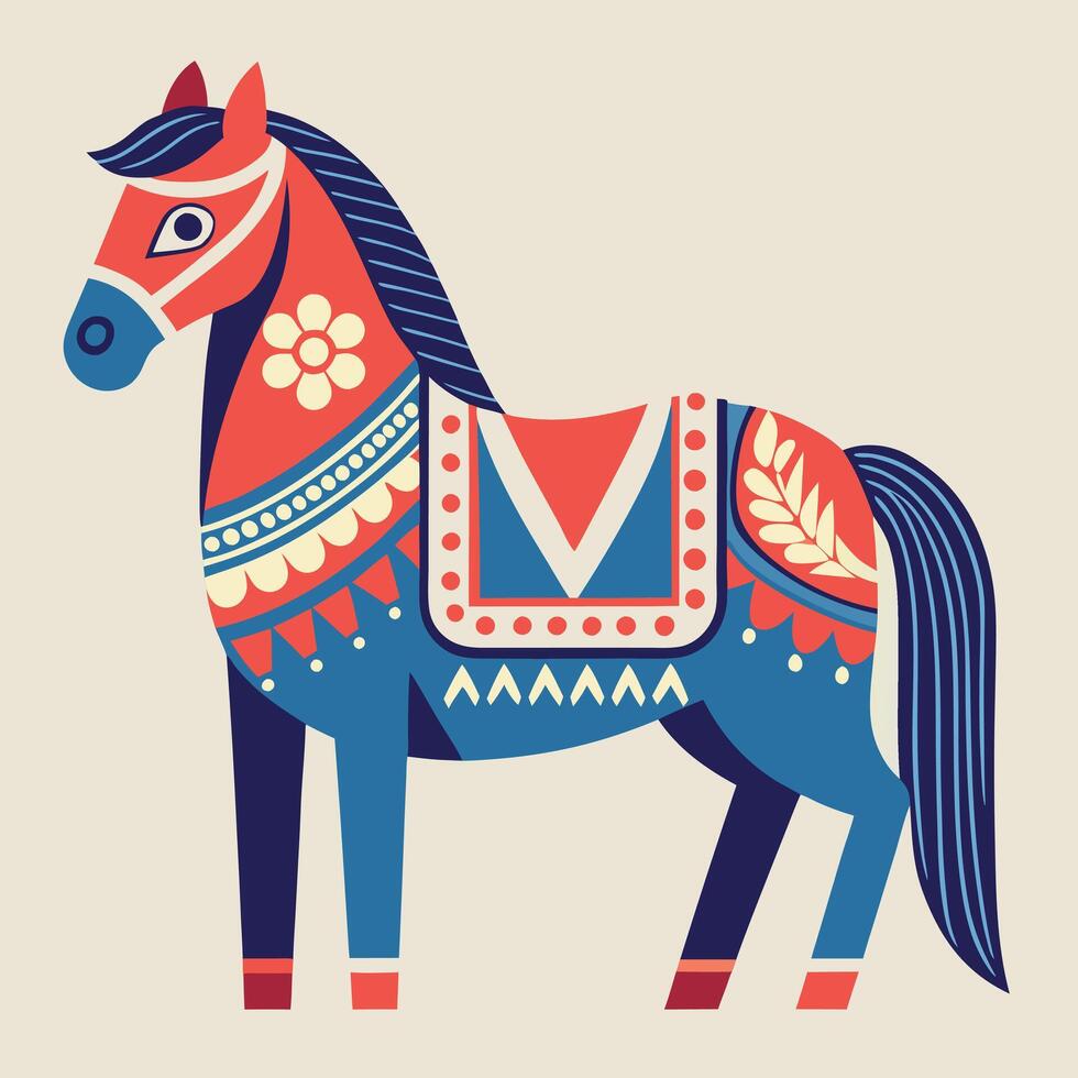 a horse with a colorful pattern on its back vector