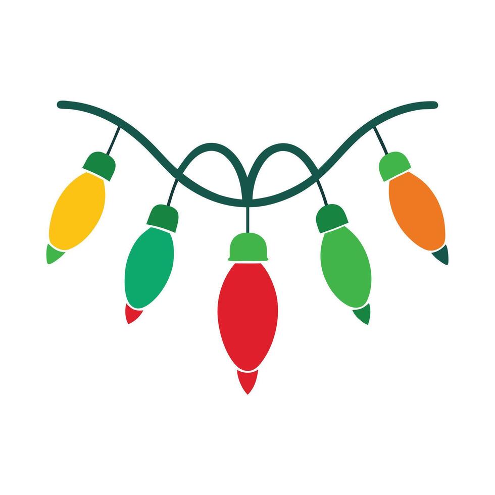 Christmas lights on a wire with a white background vector