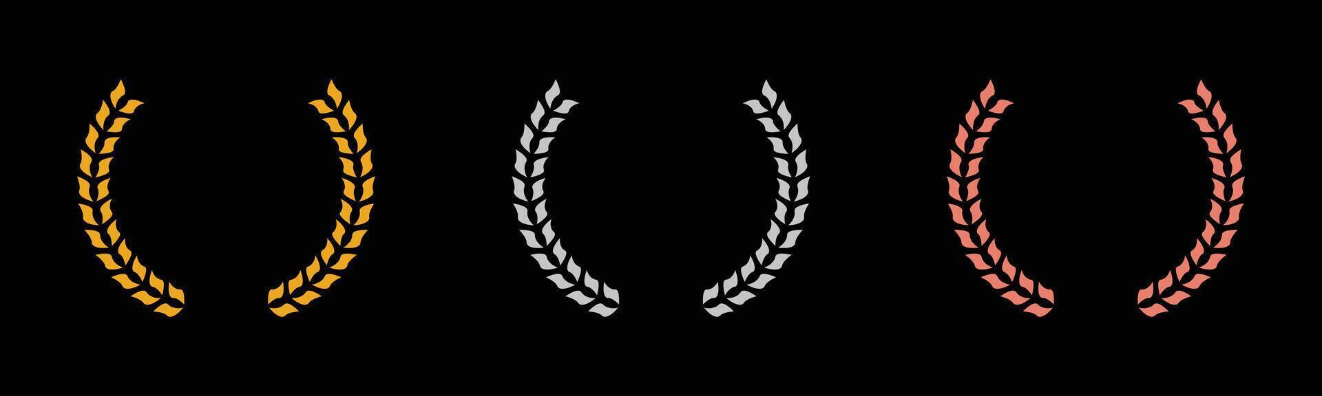 three different color laurel wreath designs on a black background vector