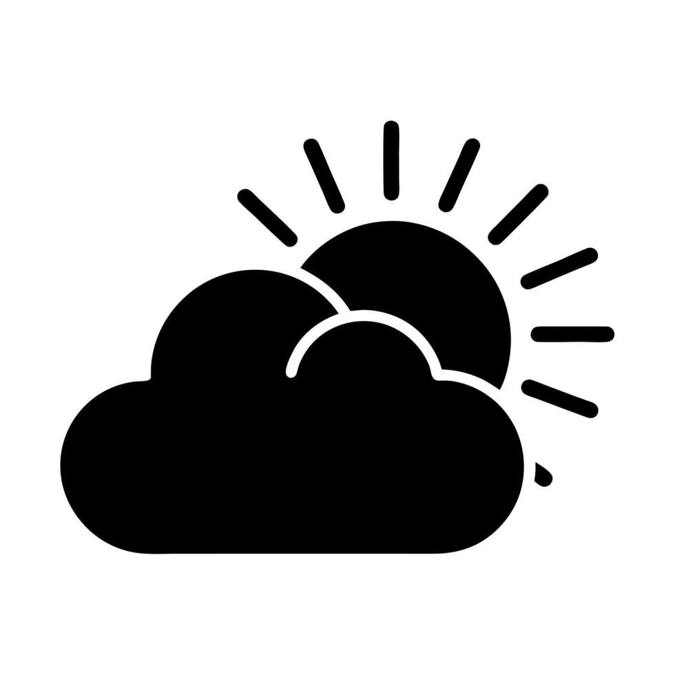 Partly Cloudy Weather Icon with Sun and Cloud vector