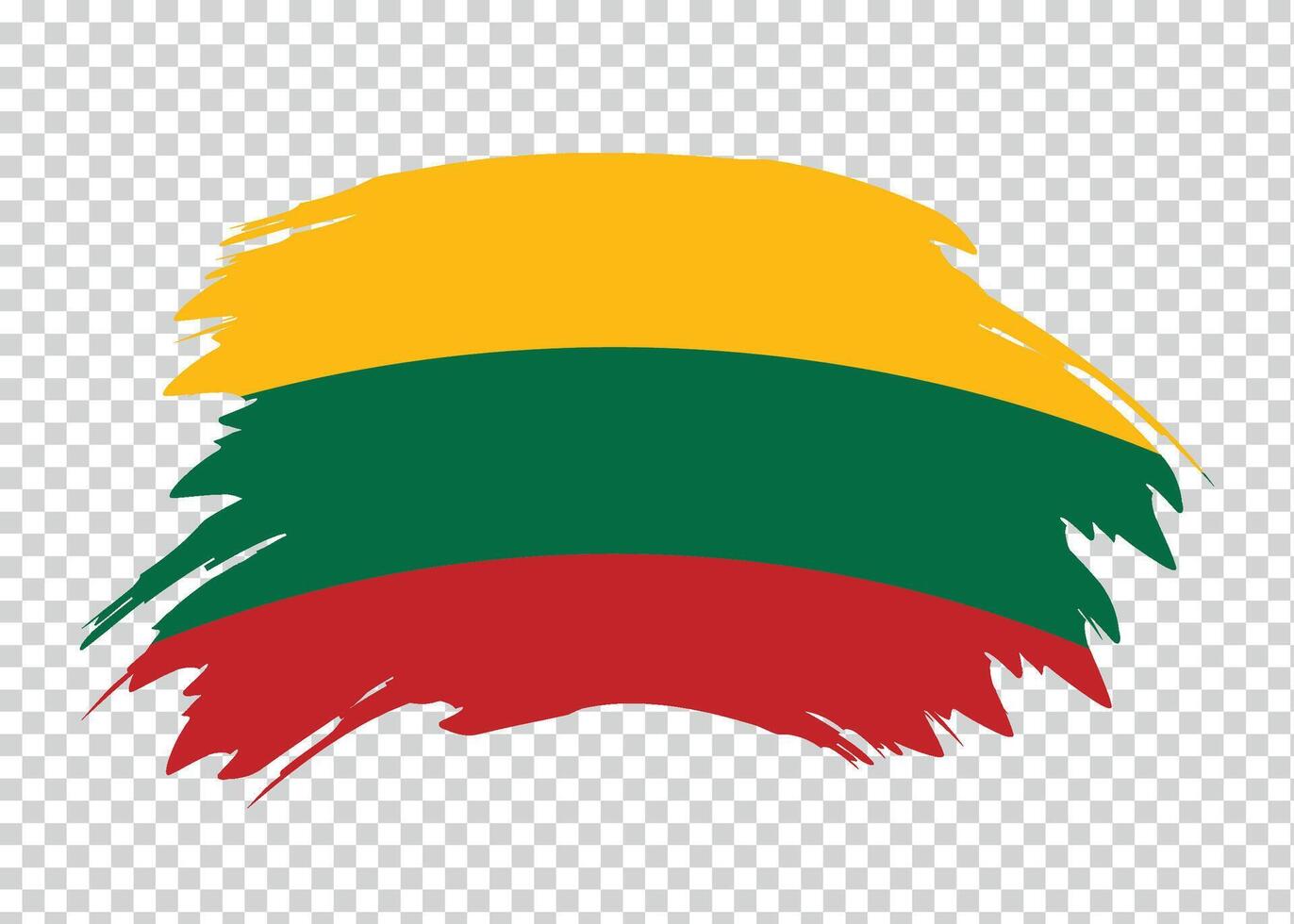 Flag of Lithuania with distressed paint stroke brush effect on isolated background vector