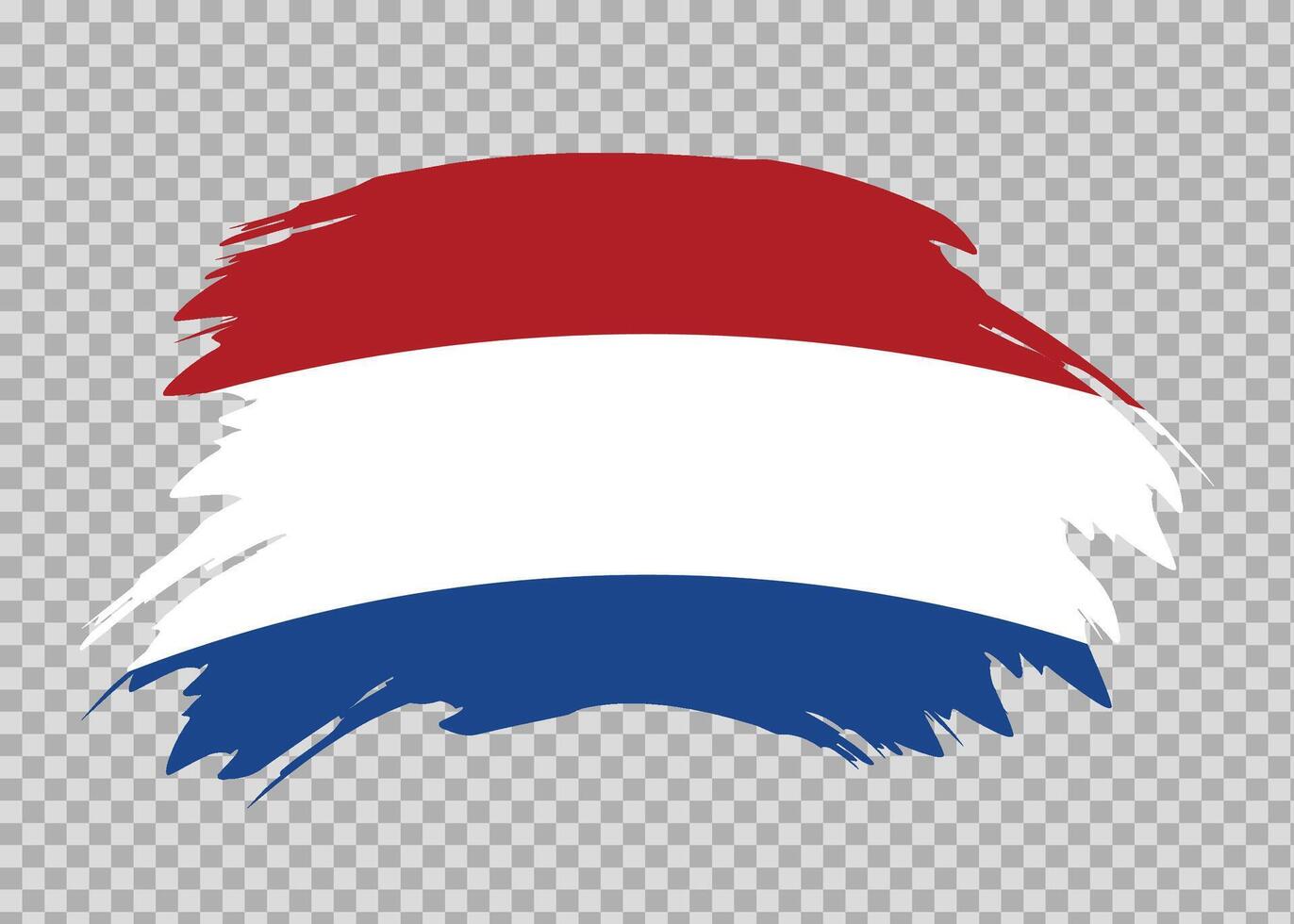 Flag of Netherlands with distressed paint stroke brush effect on isolated background vector