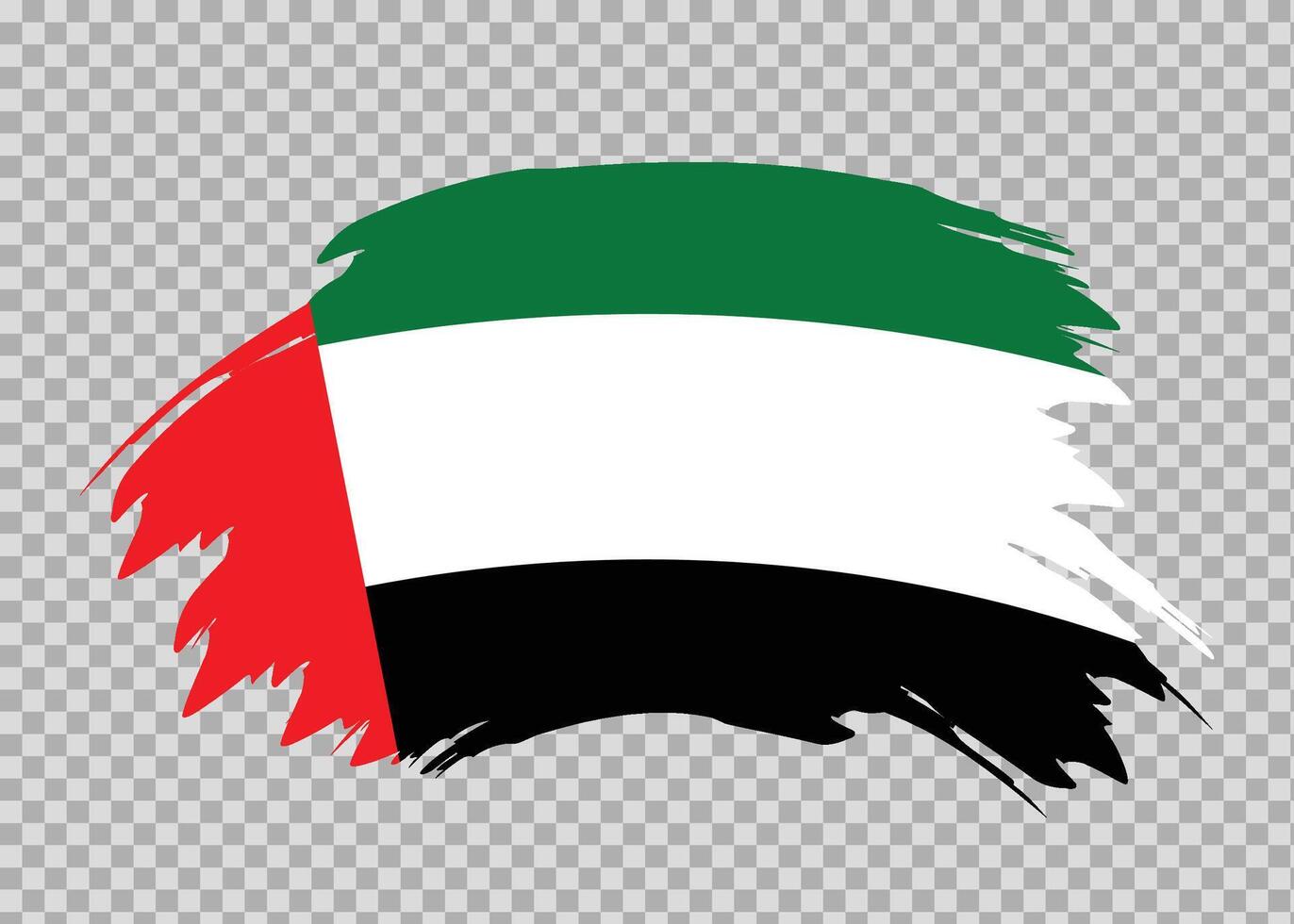 Flag of United Arab Emirates with distressed paint stroke brush effect on isolated background vector
