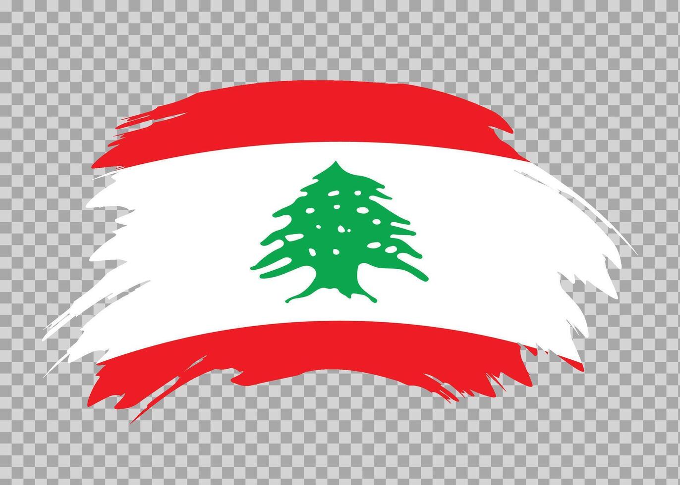 Flag of Lebanon with distressed paint stroke brush effect on isolated background vector