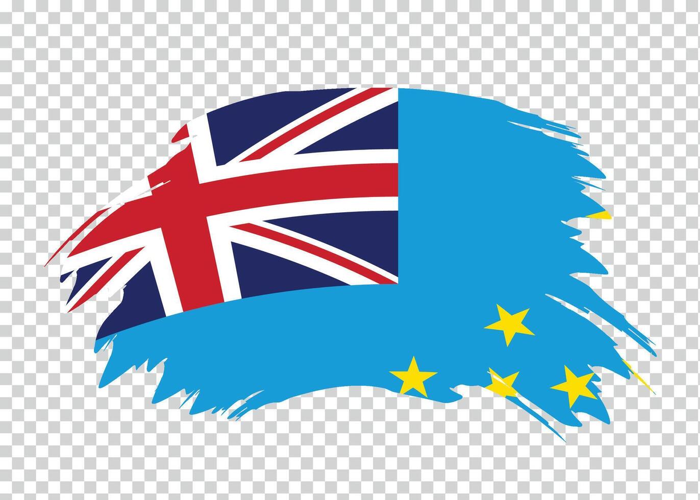 Flag of Tuvalu with distressed paint stroke brush effect on isolated background vector
