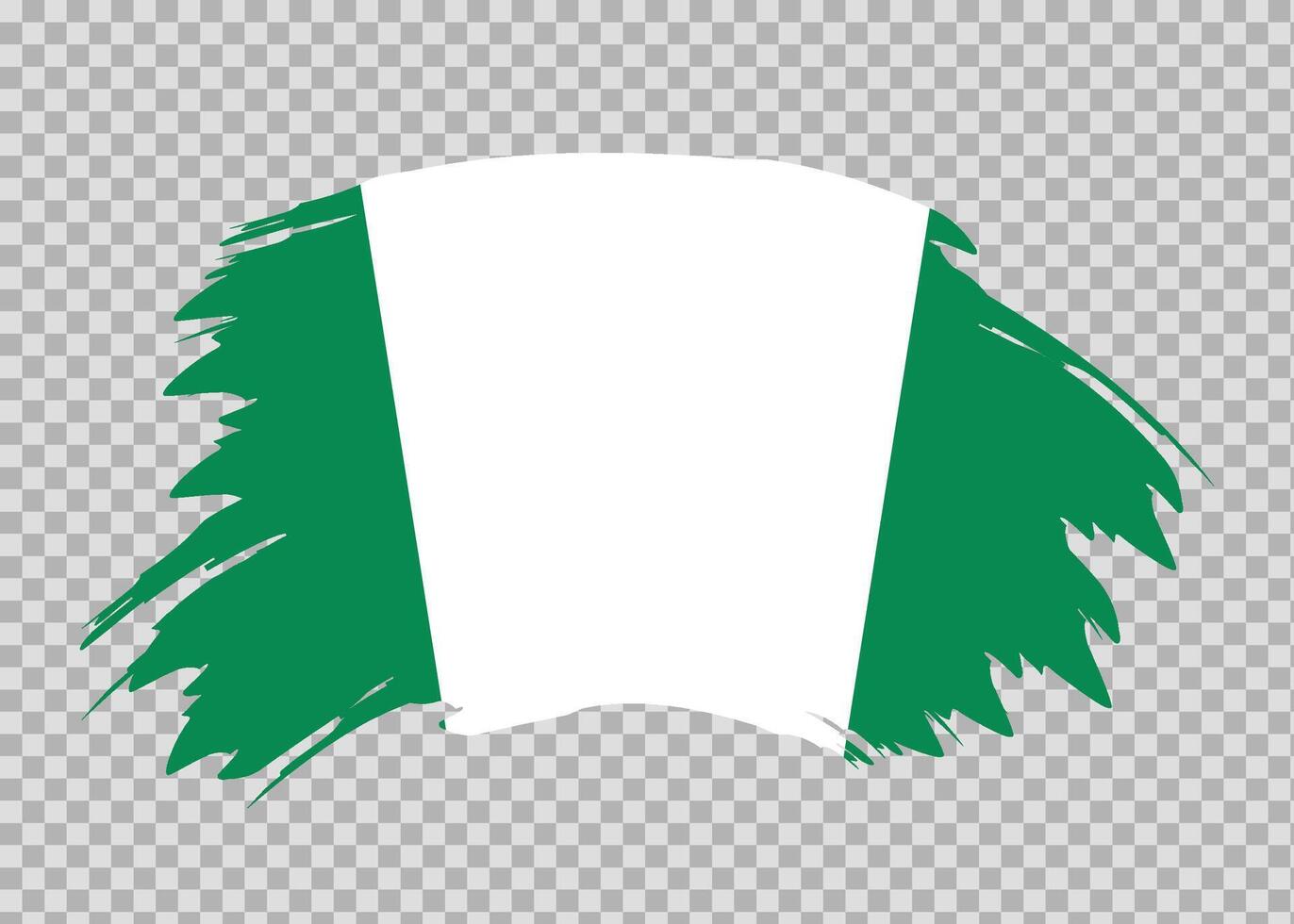 Flag of Nigeria with distressed paint stroke brush effect on isolated background vector