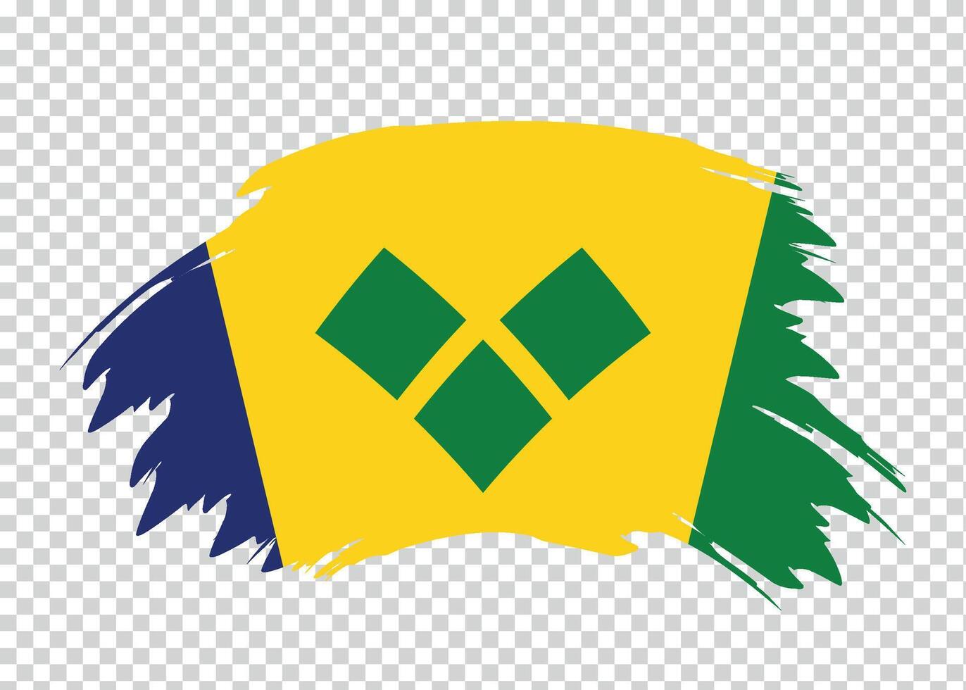 Flag of Saint Vincent and the Grenadines with distressed paint stroke brush effect on isolated background vector