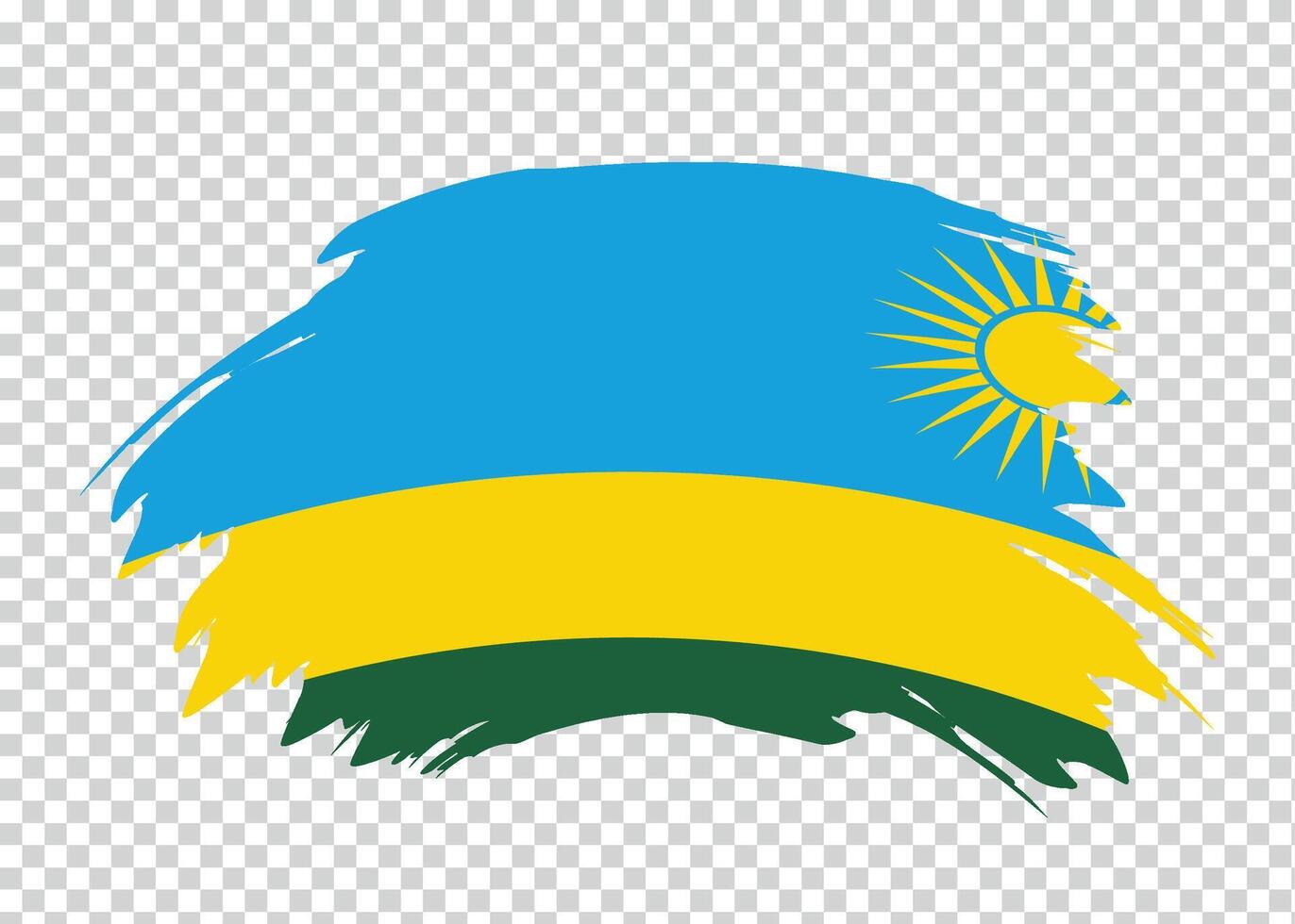 Flag of Rwanda with distressed paint stroke brush effect on isolated background vector