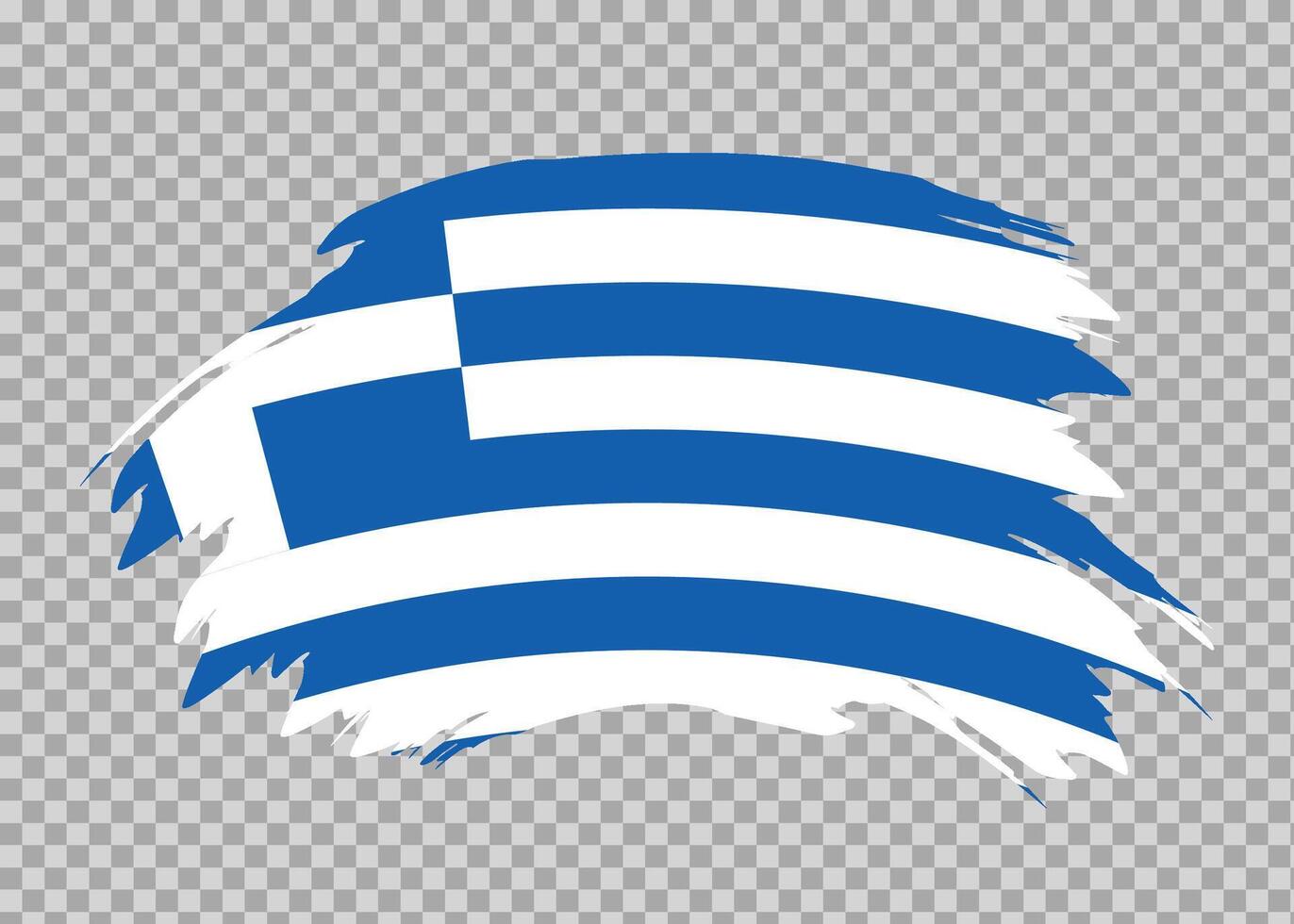 Flag of Greece with distressed paint stroke brush effect on isolated background vector