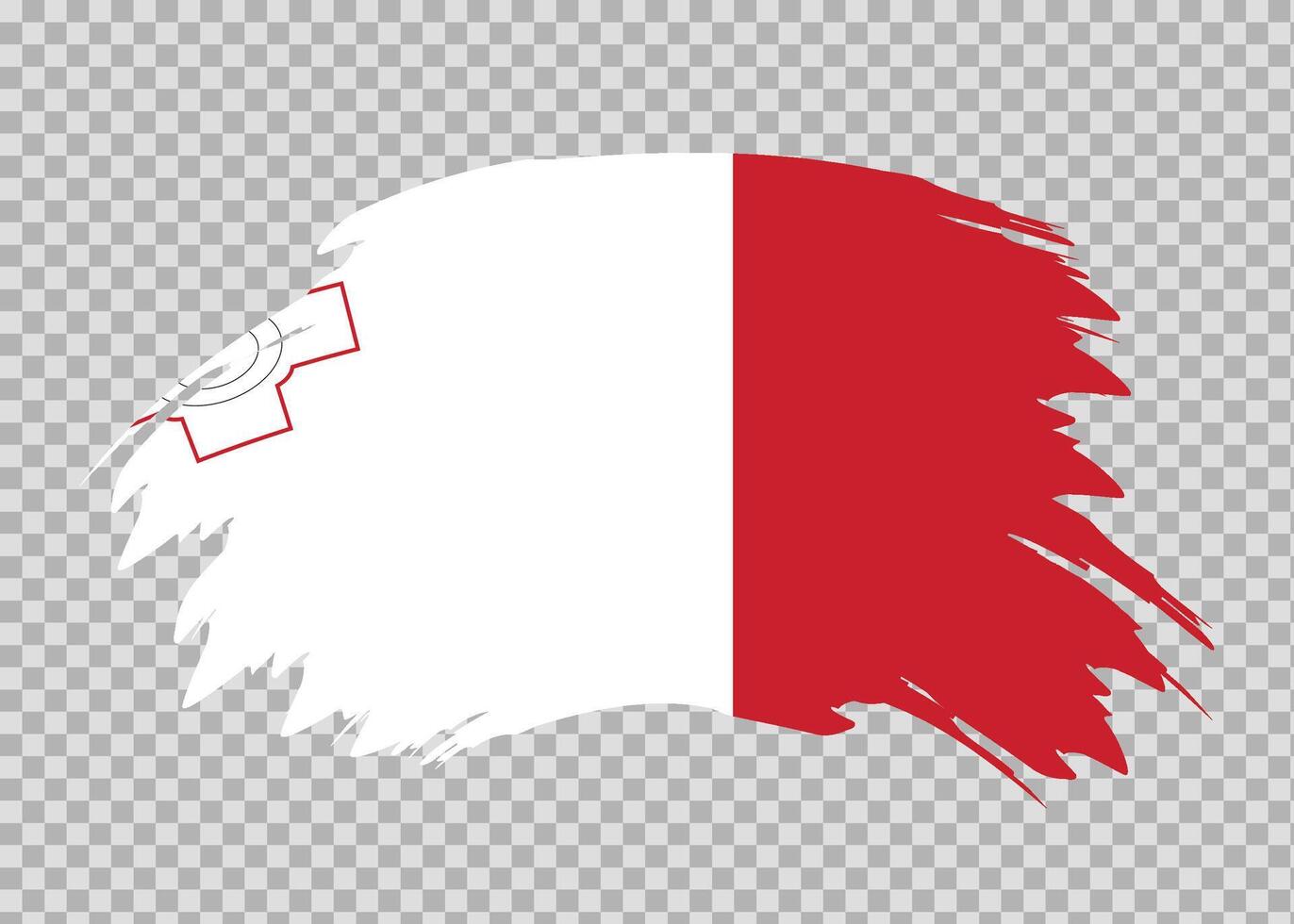 Flag of Malta with distressed paint stroke brush effect on isolated background vector