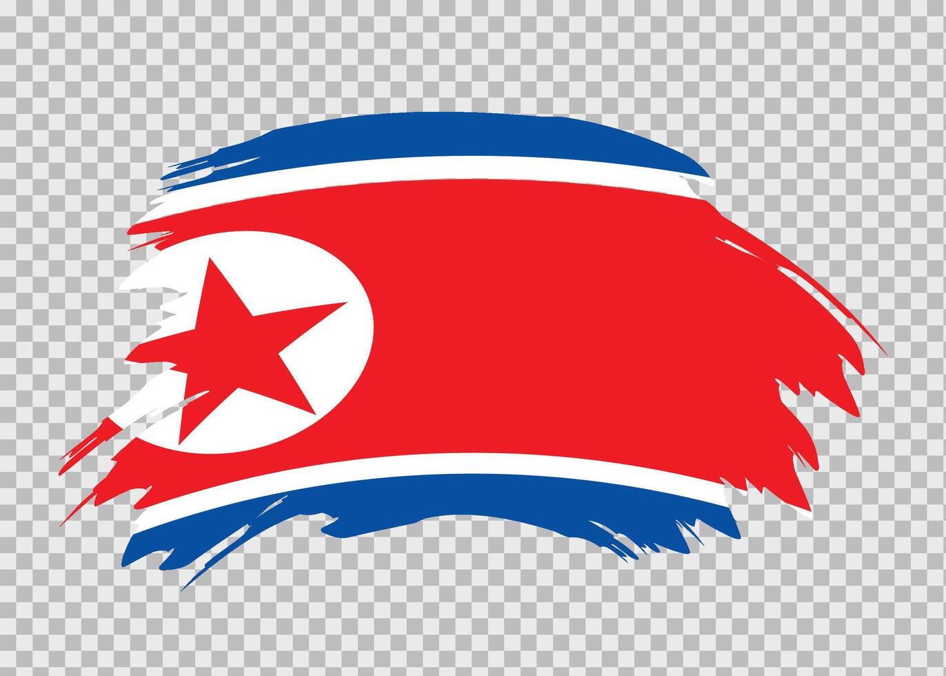 Flag of North Korea with distressed paint stroke brush effect on isolated background vector