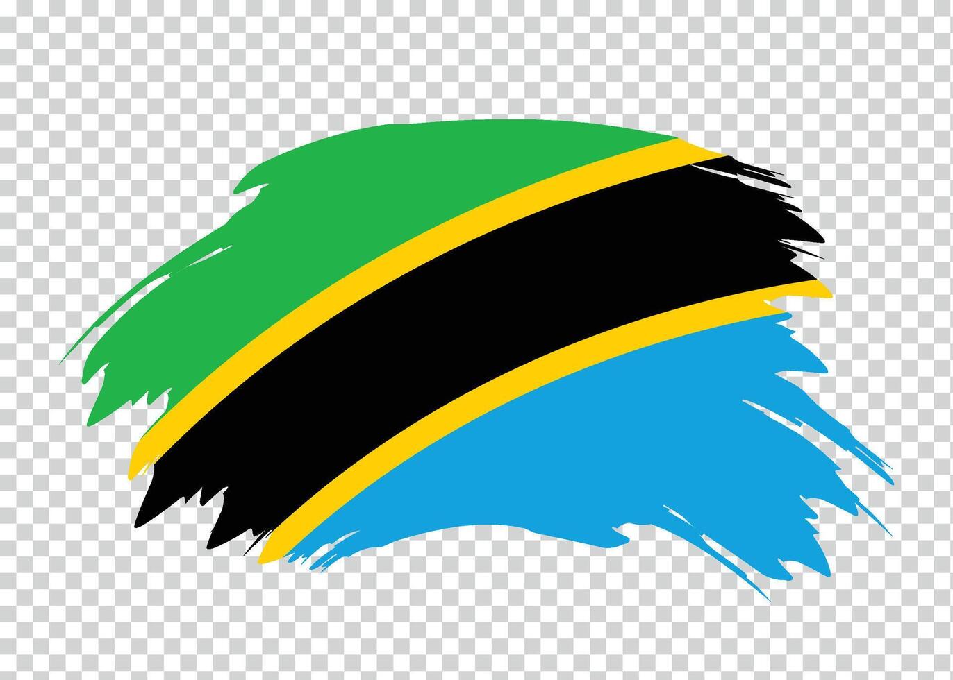 Flag of Tanzania with distressed paint stroke brush effect on isolated background vector