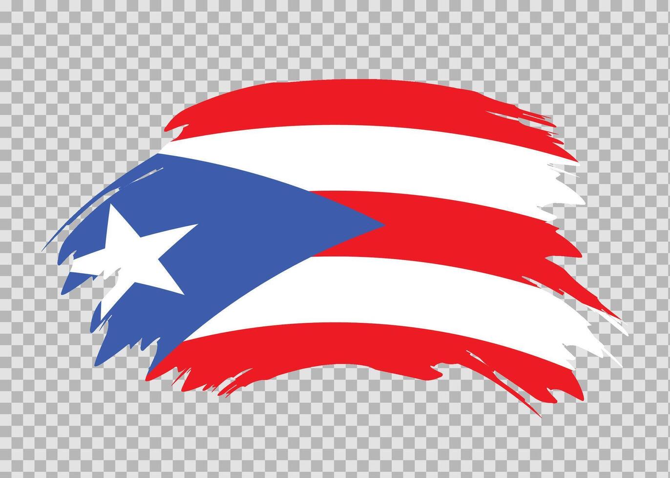 Flag of Puerto Rico with distressed paint stroke brush effect on isolated background vector