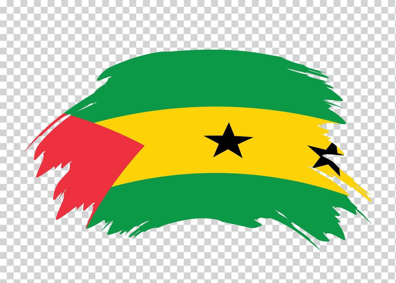 Flag of Sao Tome and Principe with distressed paint stroke brush effect on isolated background vector