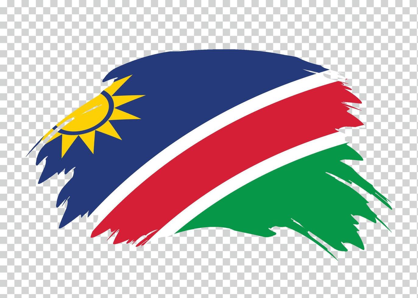 Flag of Namibia with distressed paint stroke brush effect on isolated background vector