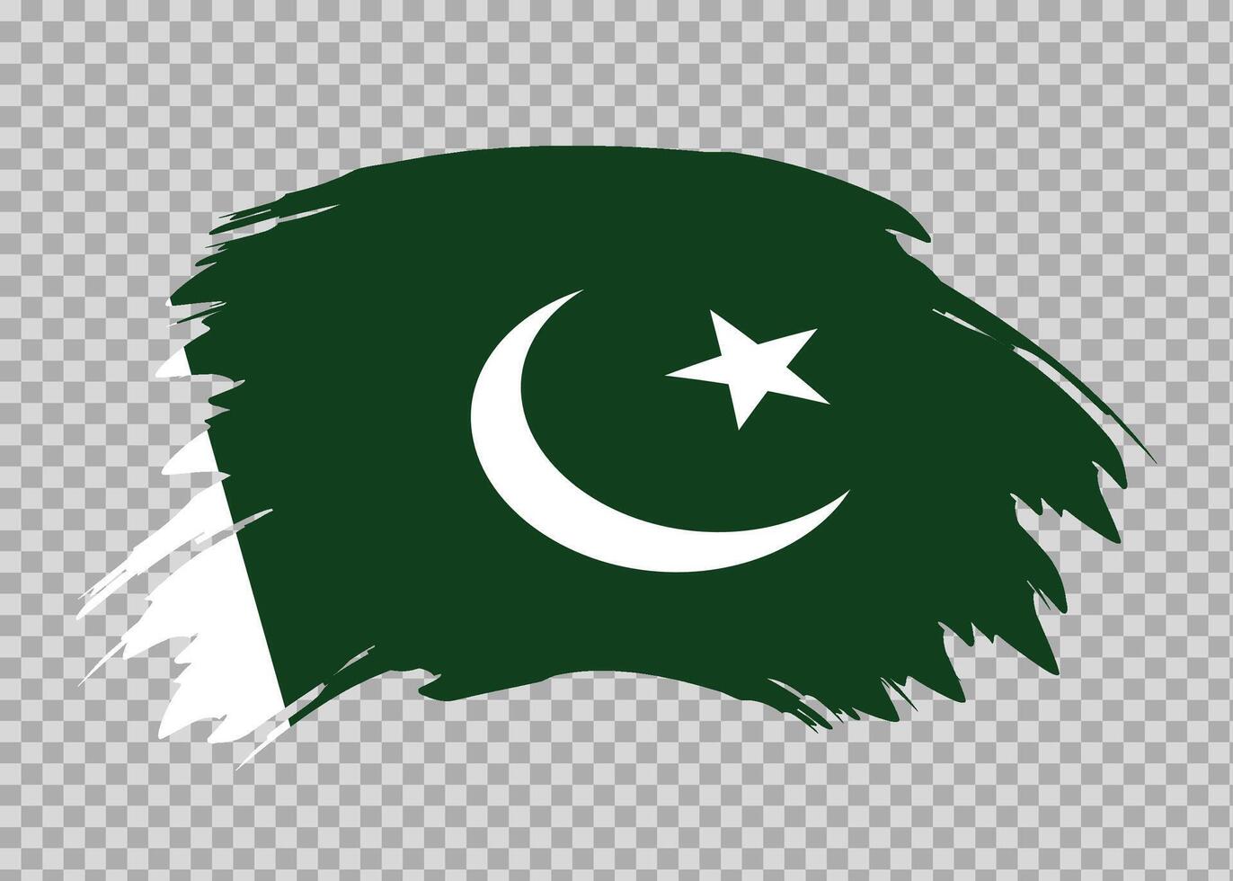 Flag of Pakistan with distressed paint stroke brush effect on isolated background vector