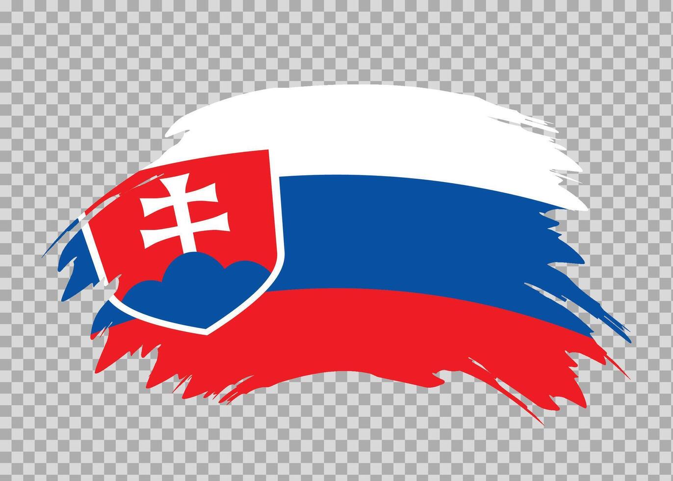 Flag of Slovakia with distressed paint stroke brush effect on isolated background vector