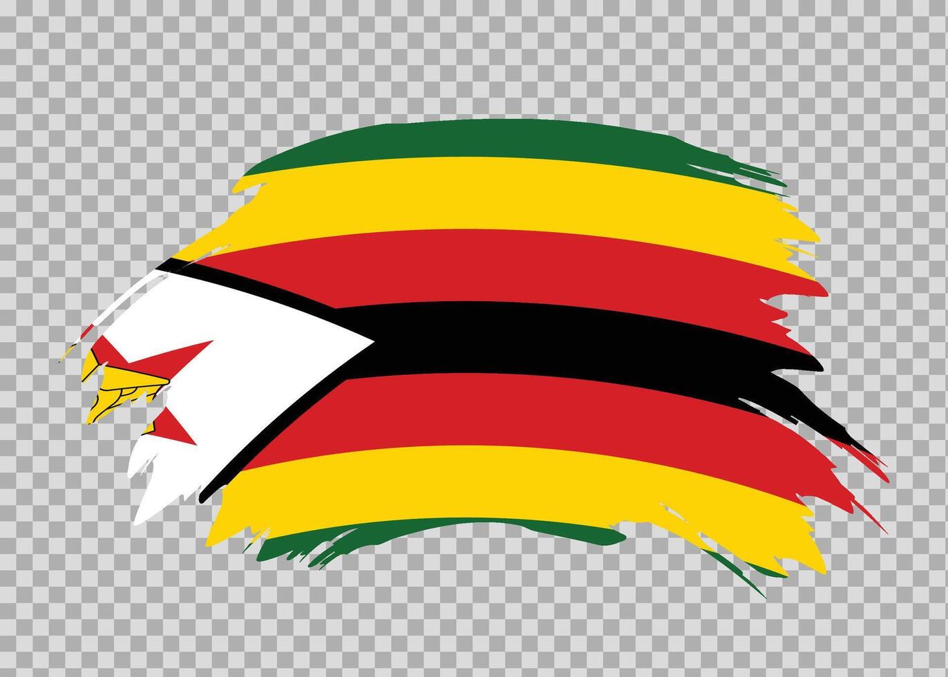 Flag of Zimbabwe with distressed paint stroke brush effect on isolated background vector