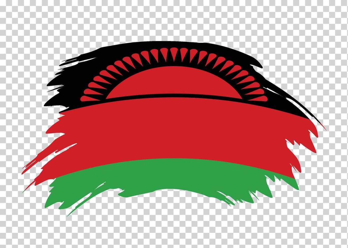 Flag of Malawi with distressed paint stroke brush effect on isolated background vector