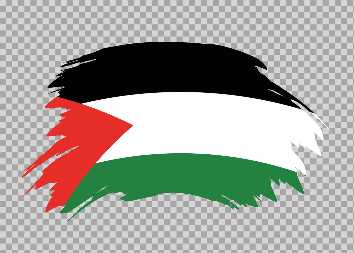 Flag of Palestine with distressed paint stroke brush effect on isolated background vector