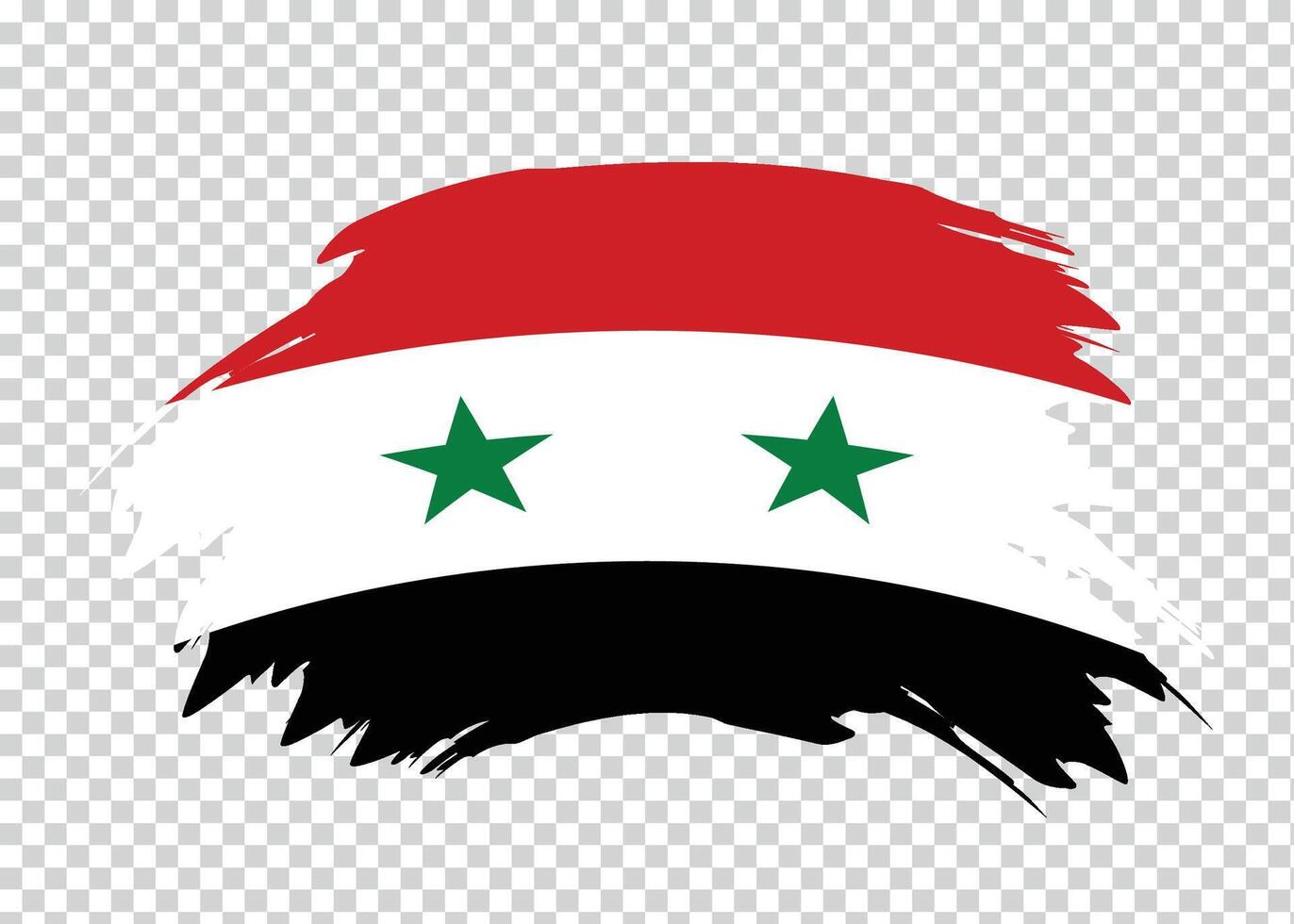 Flag of Syria with distressed paint stroke brush effect on isolated background vector
