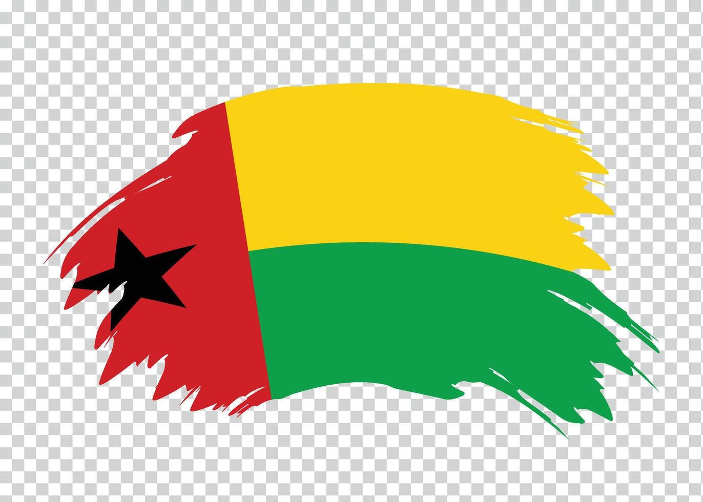 Flag of Guinea Bissau with distressed paint stroke brush effect on isolated background vector