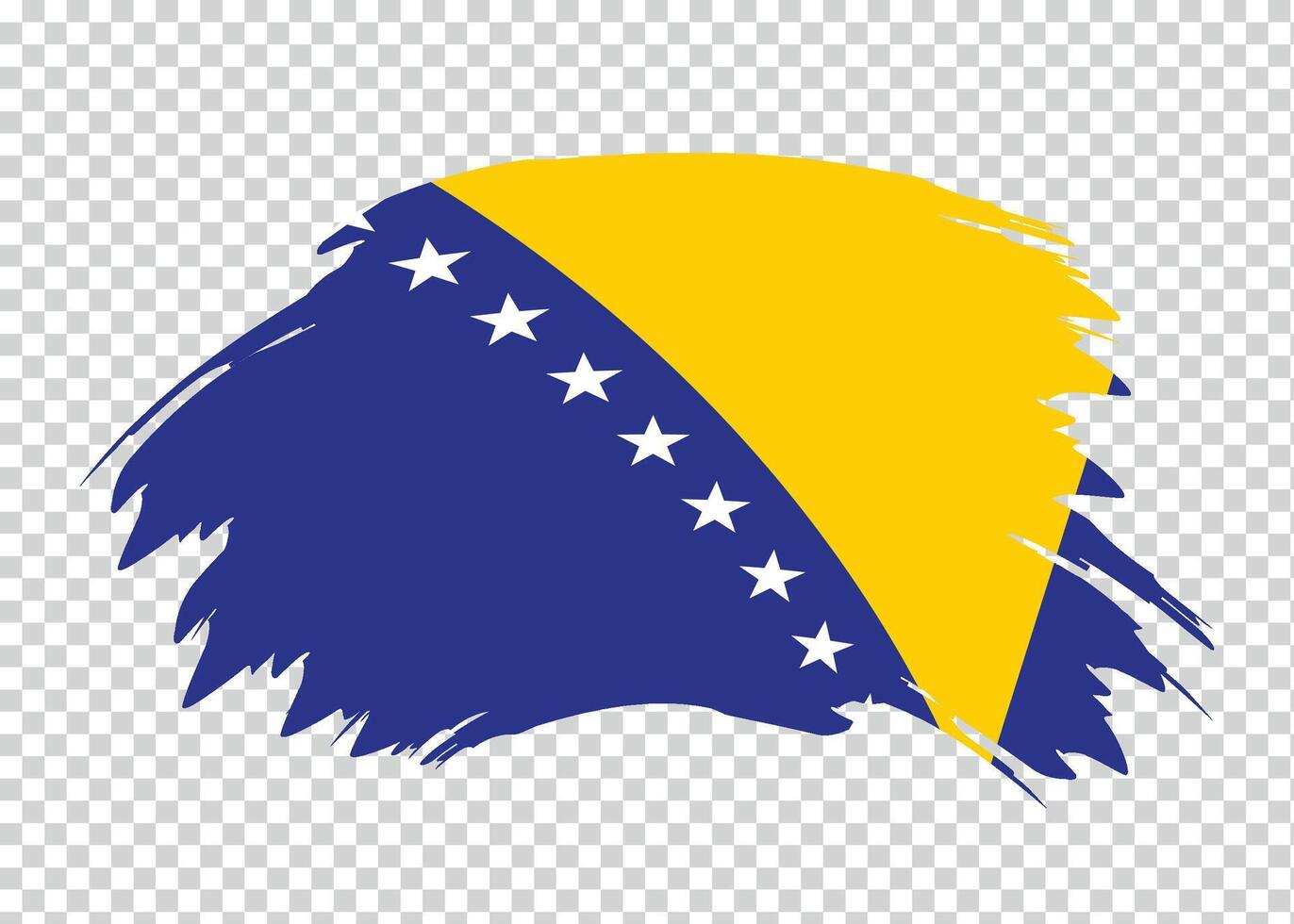 Flag of Bosnia and Herzegovina with distressed paint stroke brush effect on isolated background vector