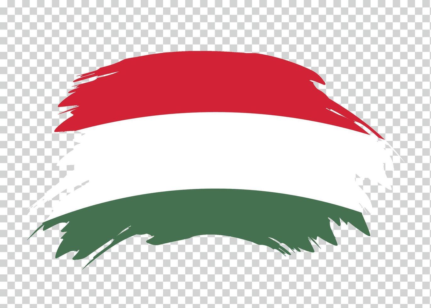 Flag of Hungary with distressed paint stroke brush effect on isolated background vector
