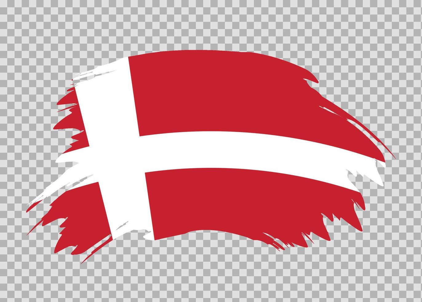Flag of Denmark with distressed paint stroke brush effect on isolated background vector