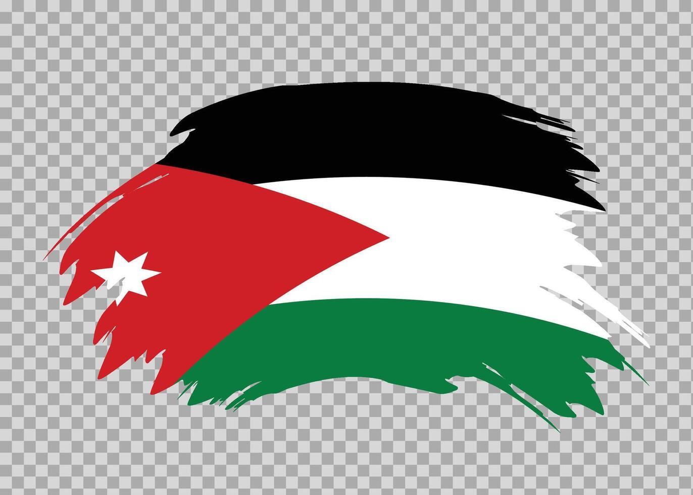 Flag of Jordan with distressed paint stroke brush effect on isolated background vector