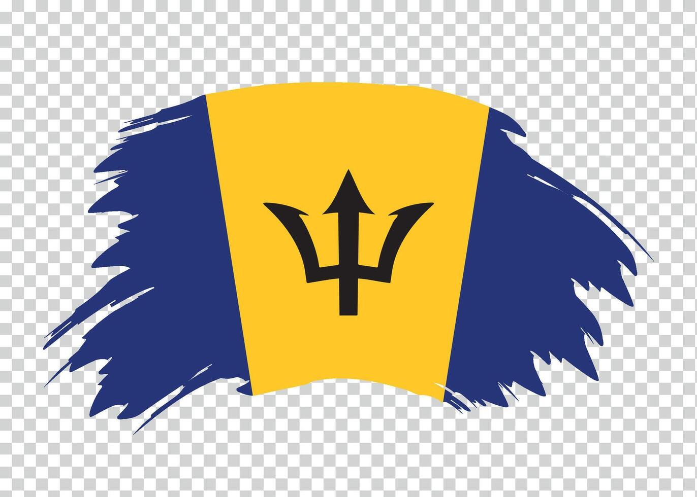 Flag of Barbados with distressed paint stroke brush effect on isolated background vector
