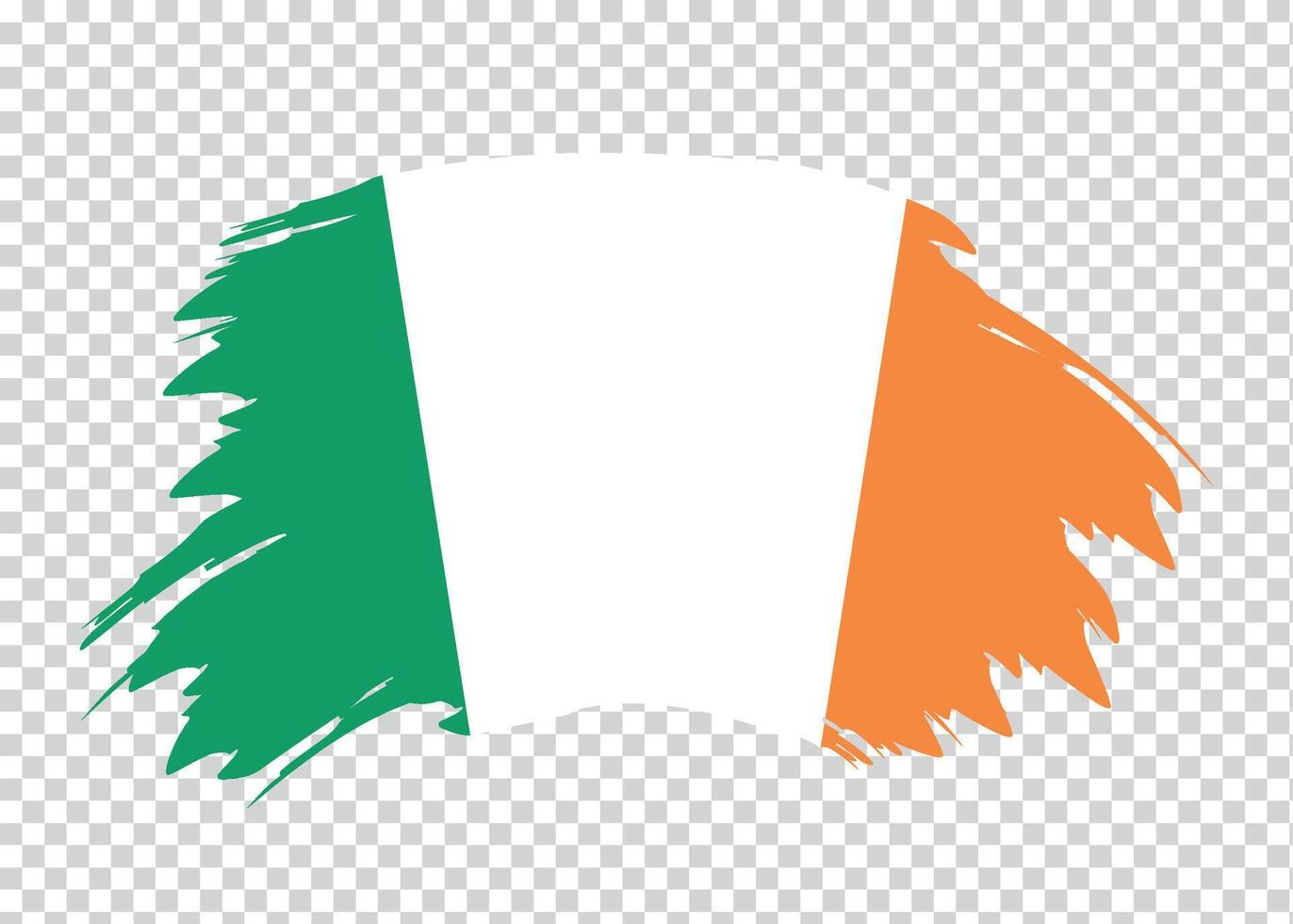 Flag of Ireland with distressed paint stroke brush effect on isolated background vector