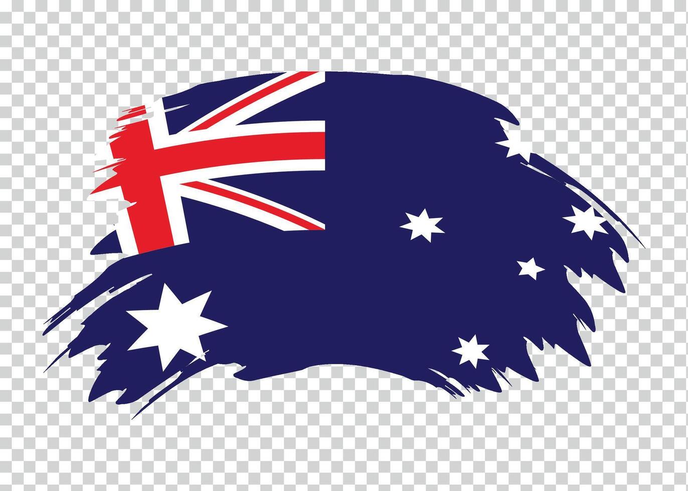 Flag of Australia with distressed paint stroke brush effect on isolated background vector