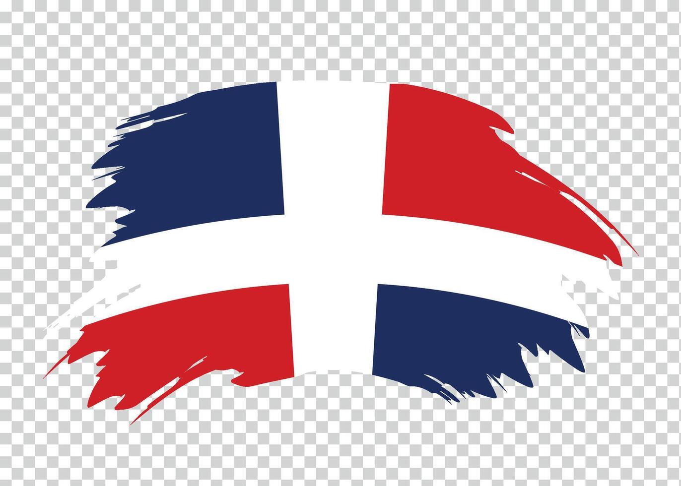 Flag of Dominican Republic with distressed paint stroke brush effect on isolated background vector