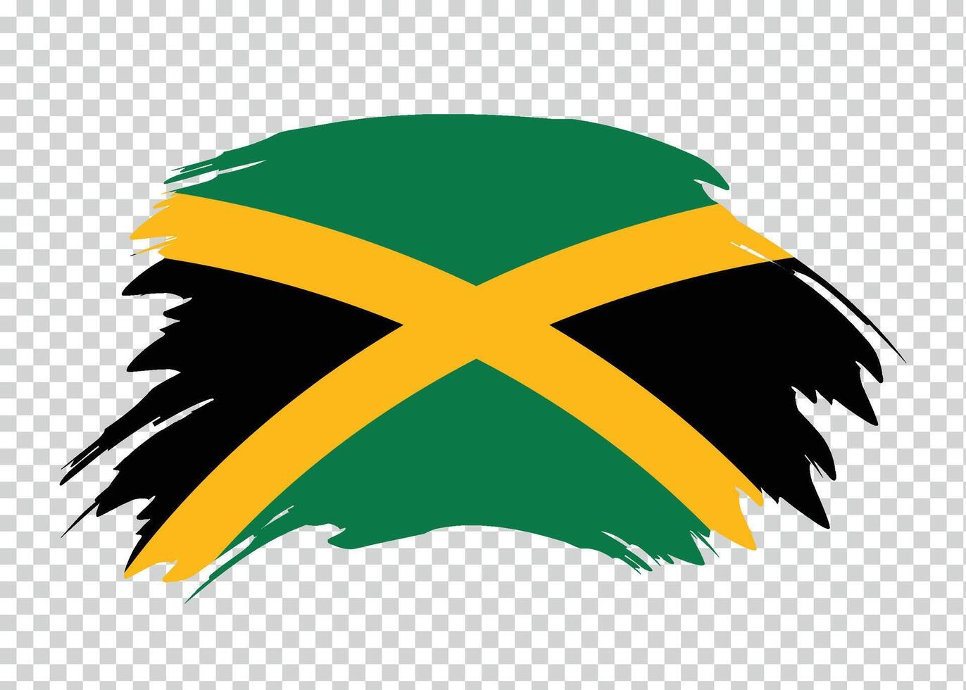 Flag of Jamaica with distressed paint stroke brush effect on isolated background vector