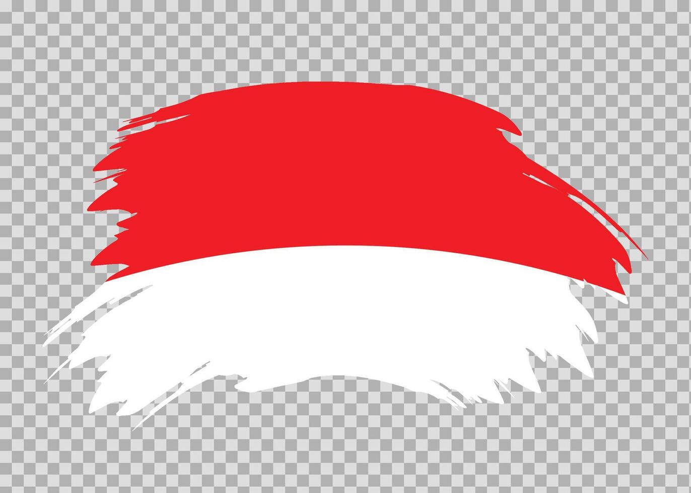 Flag of Indonesia with distressed paint stroke brush effect on isolated background vector